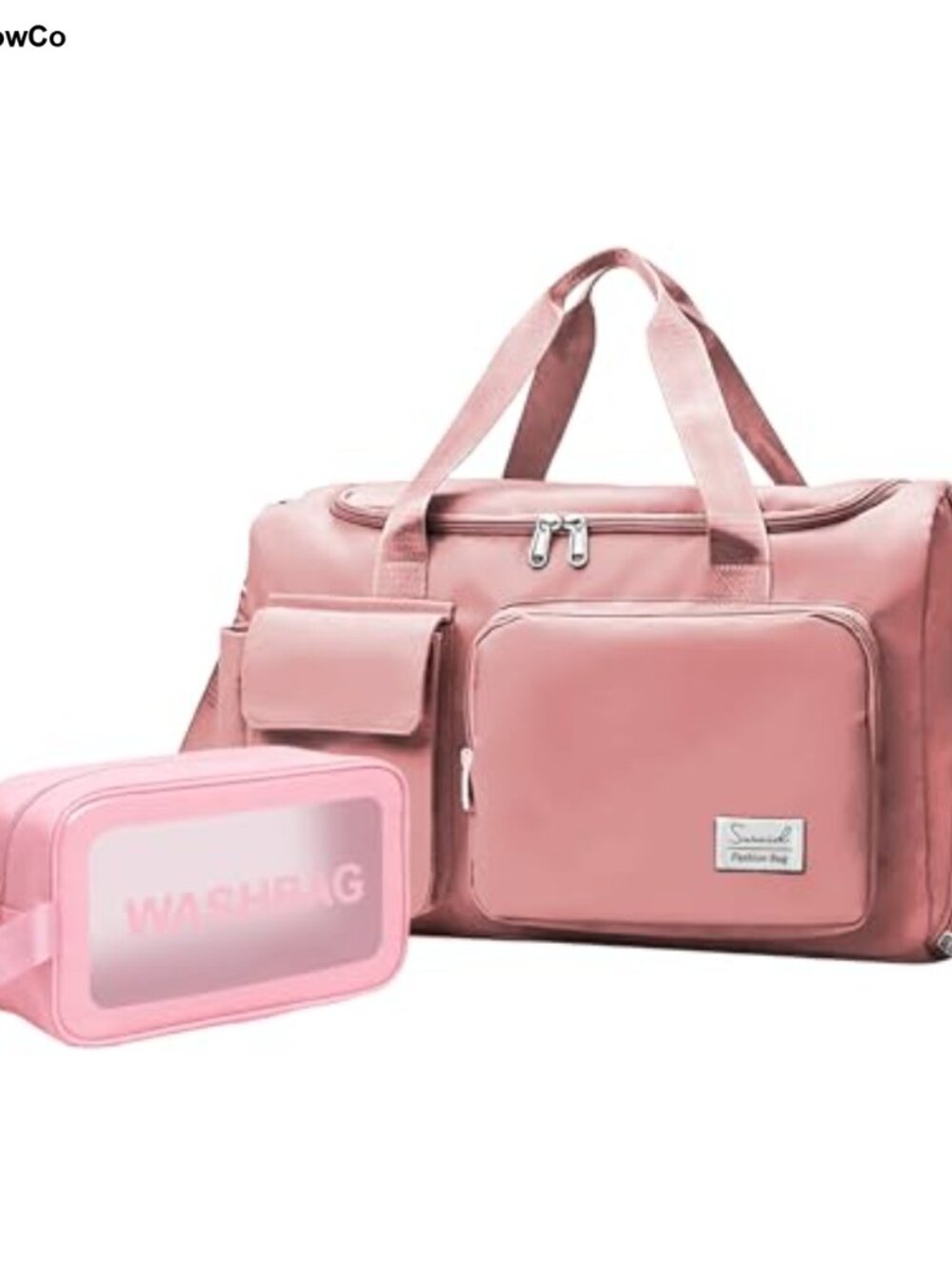 Nylon Gym Bag Set with Toiletry Bag Sports Duffle Travel Weekender